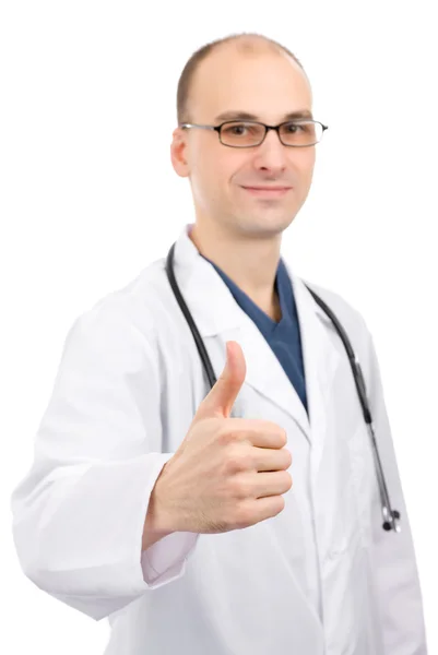Boldog orvos hüvelykujjal felfelé — Stock Fotó
