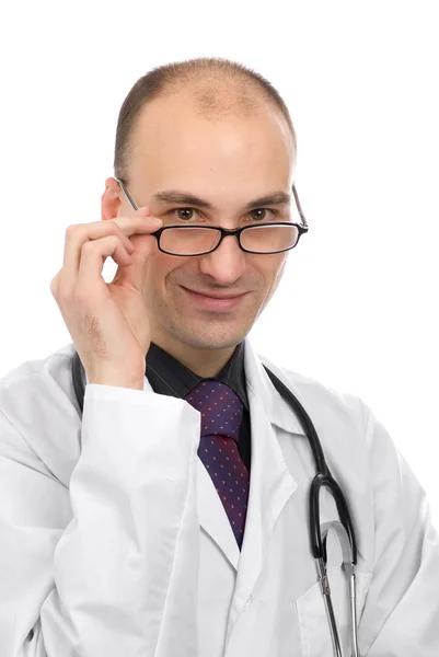 청진기를 사용하는 영리 한 의사 — 스톡 사진