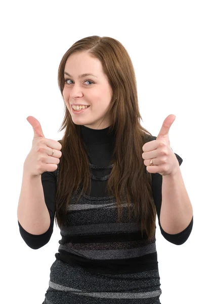 Young lady showing thumb's up sign Stock Image