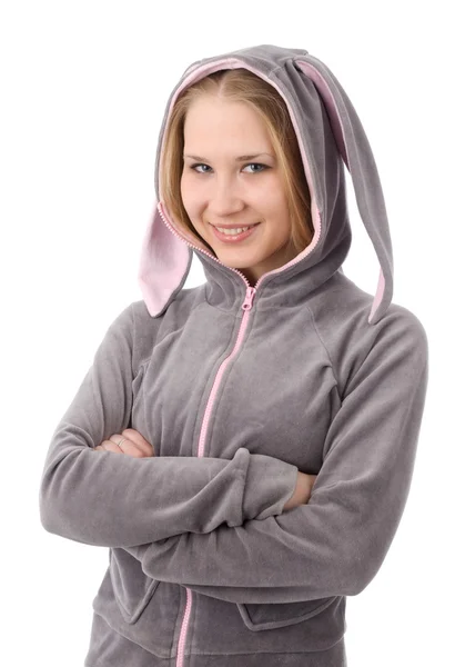 토끼 귀를 가진 여자 — 스톡 사진