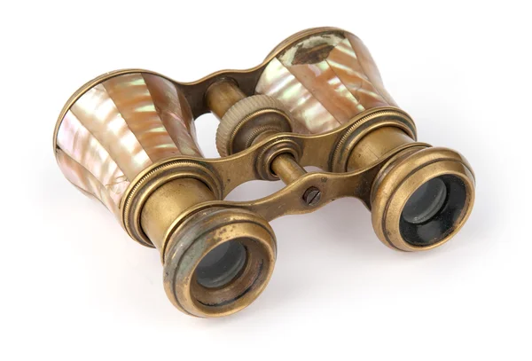 Old opera glasses on a white — Stock Photo, Image