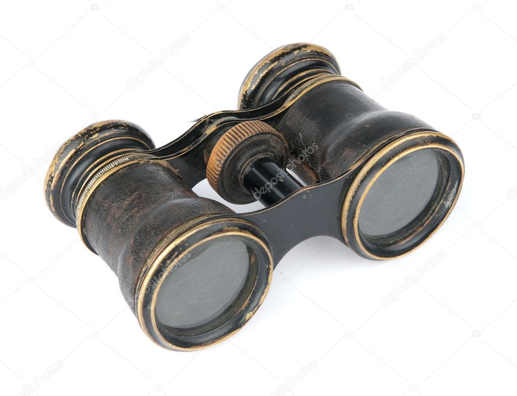 Vintage binoculars isolated on white