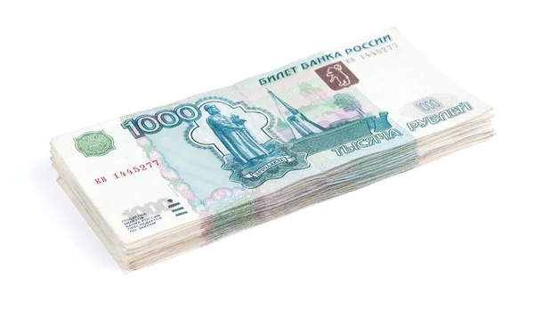 Montón de billetes de rublo — Foto de Stock