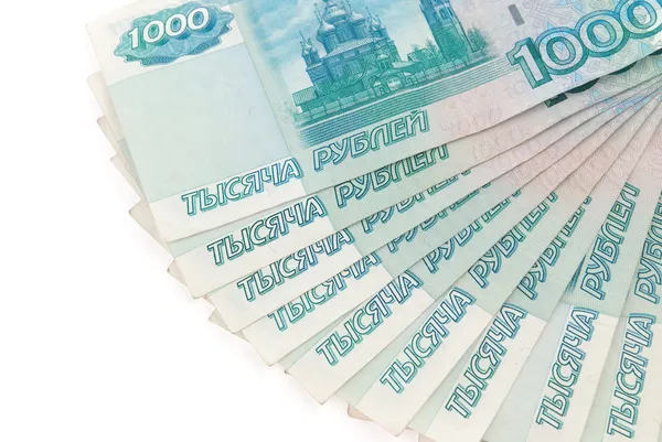 Ruská tisíc rublů bankovky — Stock fotografie