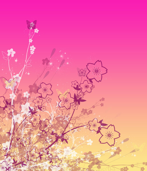 Abstract background with flower and line.