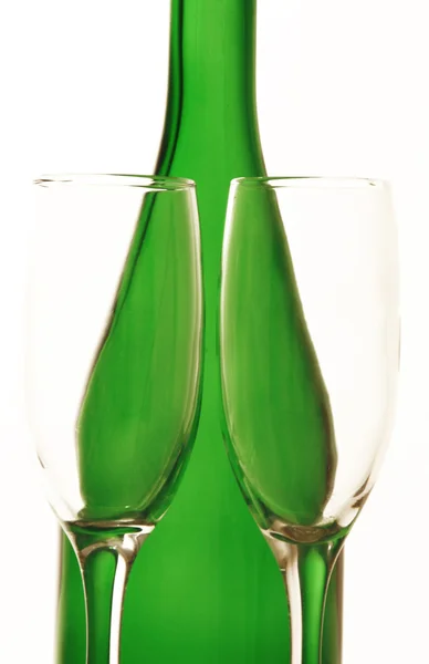 Flaska och glas — Stockfoto