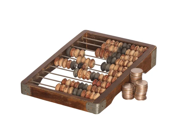 Abacus y monedas — Foto de Stock