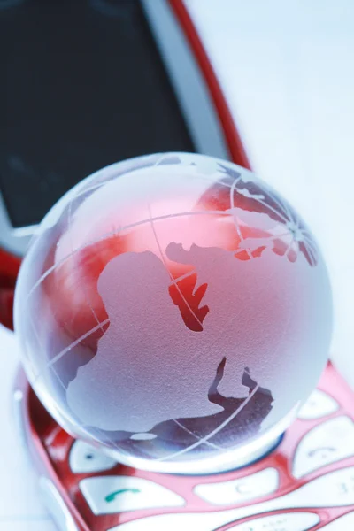 Globus am Telefon — Stockfoto