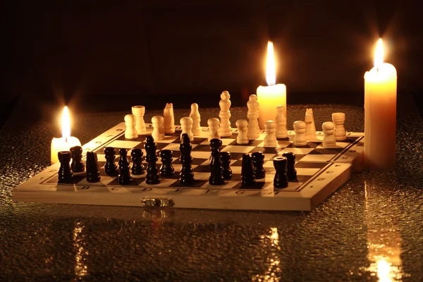 象棋和蜡烛 — 图库照片