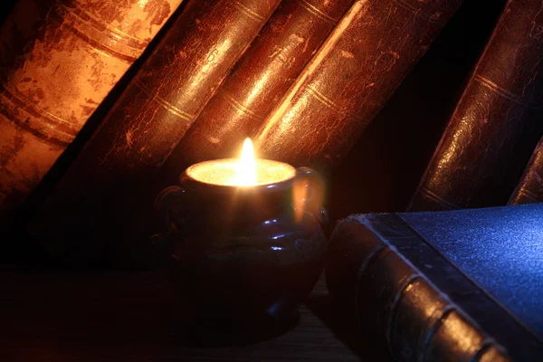 Books And Candle — Stock Photo, Image