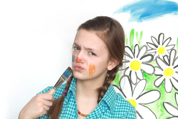 Painting Girl — Stock Photo, Image