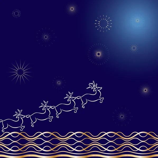 圣诞老人的鹿蓝色 — 图库矢量图片