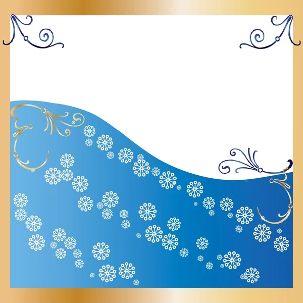 Cadre doré fond bleu — Image vectorielle