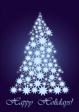 Blue starry Christmas tree clipart