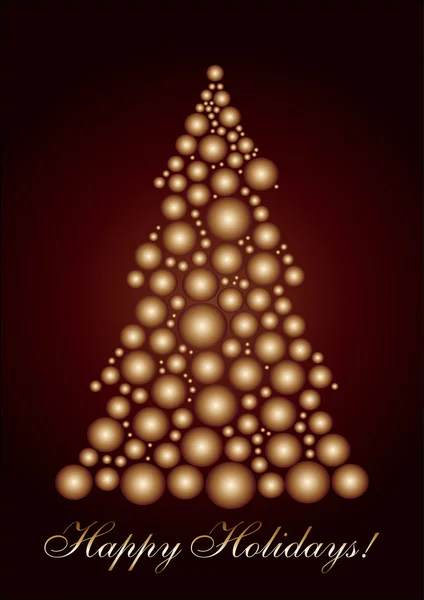 Circle Christmas tree gold — Stock Vector