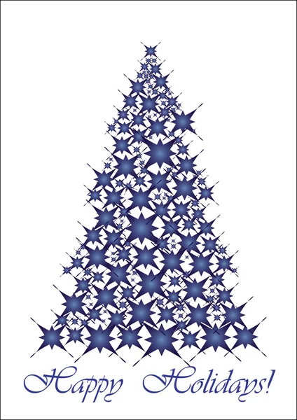 Christmas tree- blue stars — Stock Vector