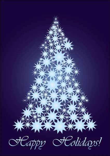 Blauer Weihnachtsbaum mit Sternen — Stockvektor