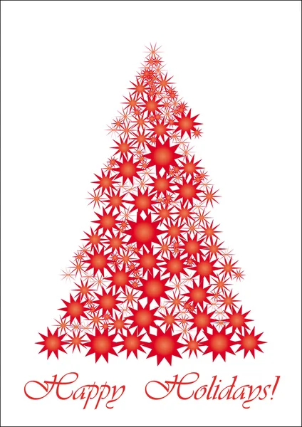 Red Starry Christmas tree — Stock Vector