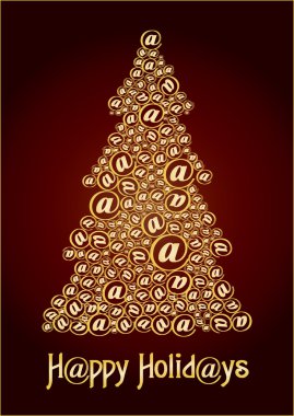 Christm@s tree gold clipart