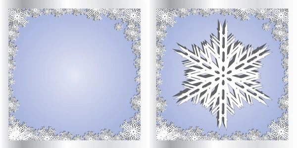 Ασημένιο μπλε Χαιρετισμοί κάρτα νιφάδα χιονιού — Διανυσματικό Αρχείο