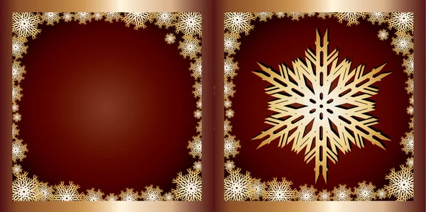 Gold Grußkarte Schneeflocke — Stockvektor