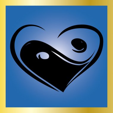 HeartYing Yang Symbol on blue background clipart