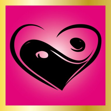 Heart Ying Yang Symbol on pink backgroun clipart