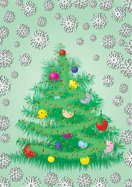 Κάρτα γούνινο χριστουγεννιάτικο δέντρο — Διανυσματικό Αρχείο