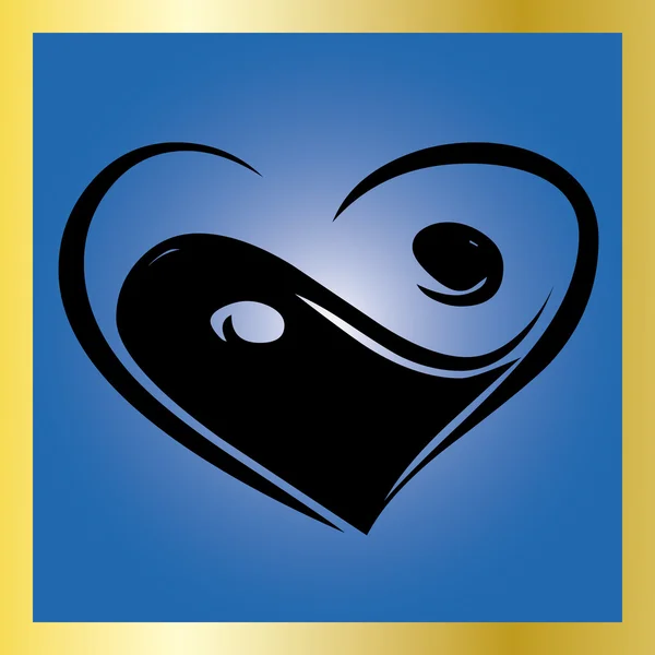 Heartying yang symbol på blå bakgrund — Stock vektor