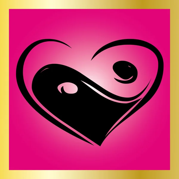 Hjärtat ying yang symbolen på rosa bak — Stock vektor