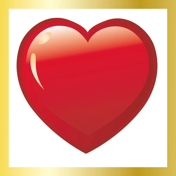 Coeur avec cadre en or — Image vectorielle