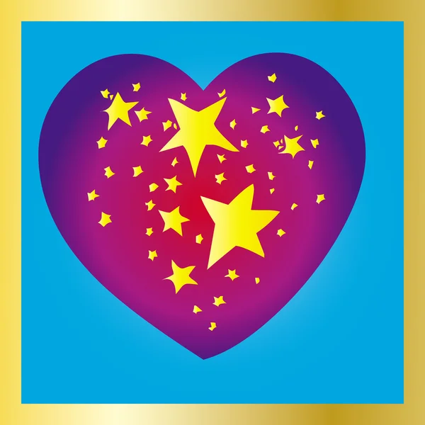 Stars heart on blue background — Stock Vector