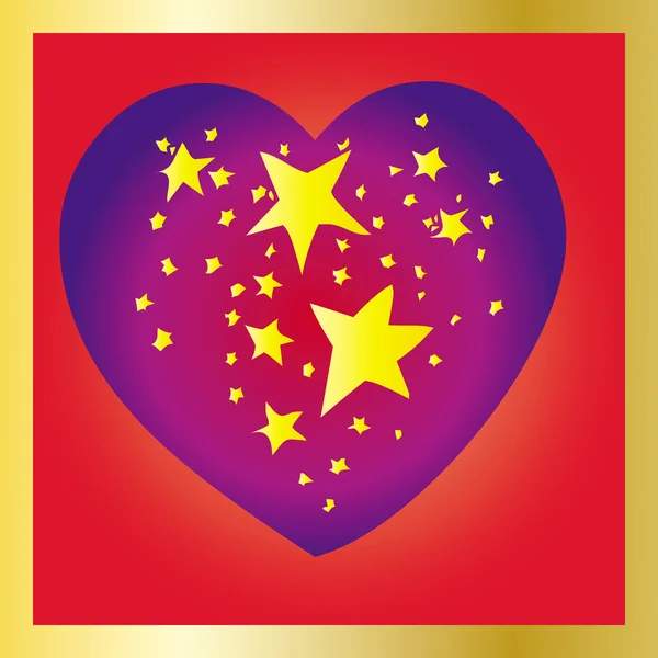 Sterne Herz auf rotem Hintergrund — Stockvektor
