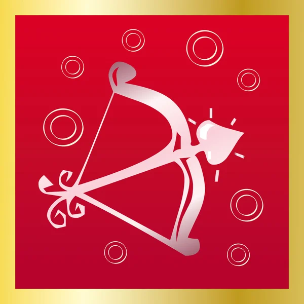Flèche Cupidon sur rouge — Image vectorielle