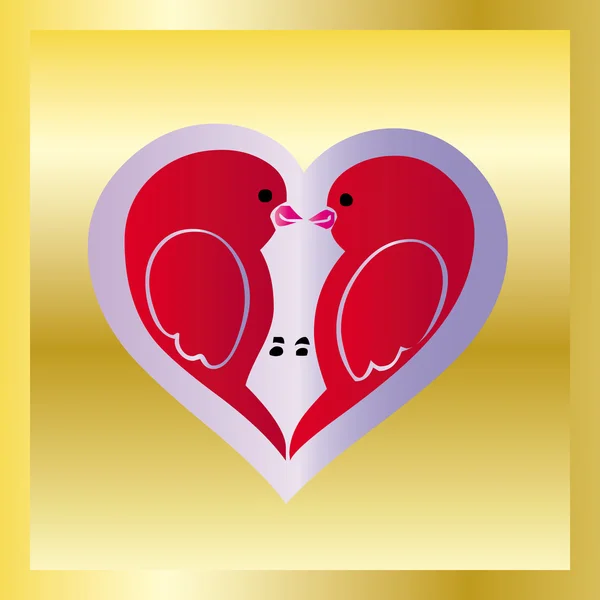Amore uccelli su oro — Vettoriale Stock