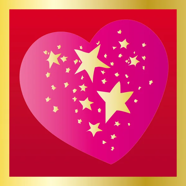 赤い背景の上の心の星 — ストックベクタ