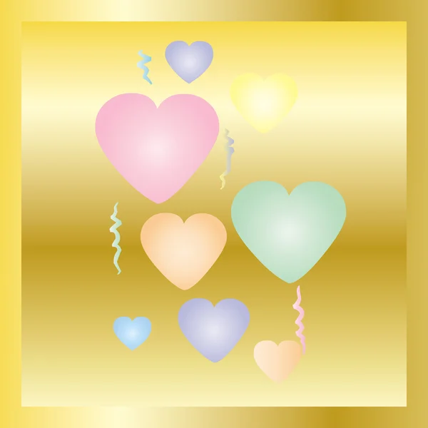 Air Hearts on gold background — Stock Vector