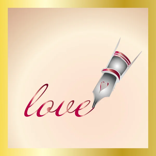 Love Pensil sobre fondo rosa — Vector de stock