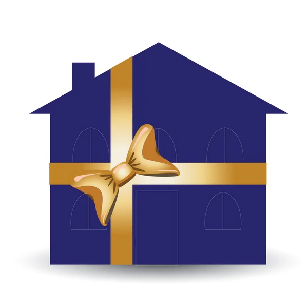 Kék ajándék ház — Stock Vector