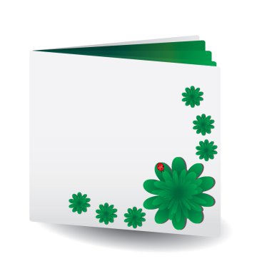 Green book with flowers, clipart