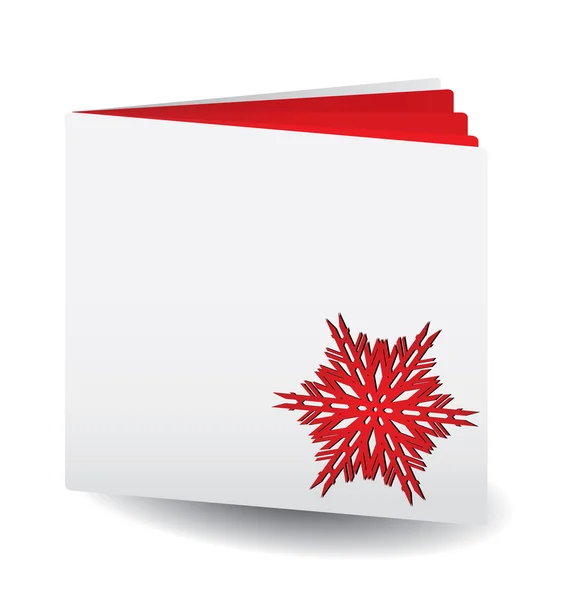 Rot tapeziertes Buch mit Schneeflocke obendrauf — Stockvektor