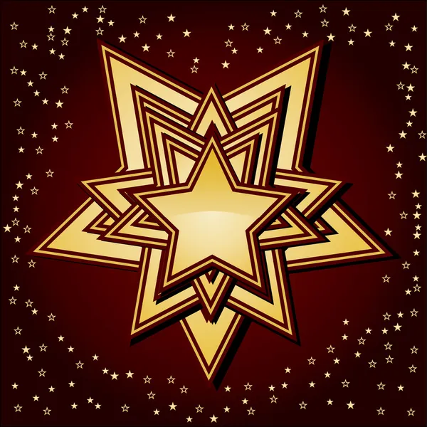 Gyllene stjärnor på brun bakgrund — Stock vektor