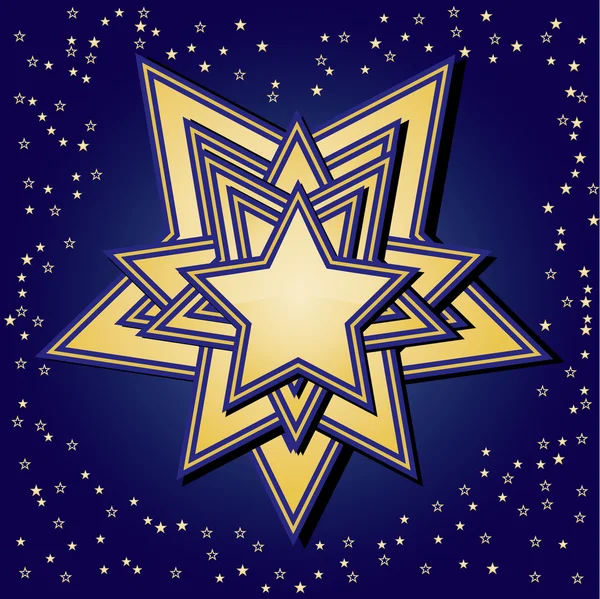 Estrelas douradas no fundo azul — Vetor de Stock