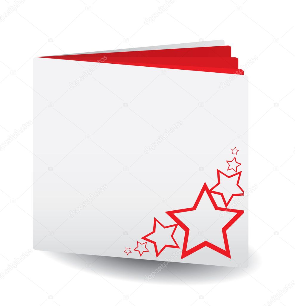 Red papered book with stars on top
