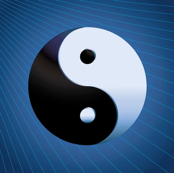 Ying yang sembolü mavi arka plan — Stok Vektör