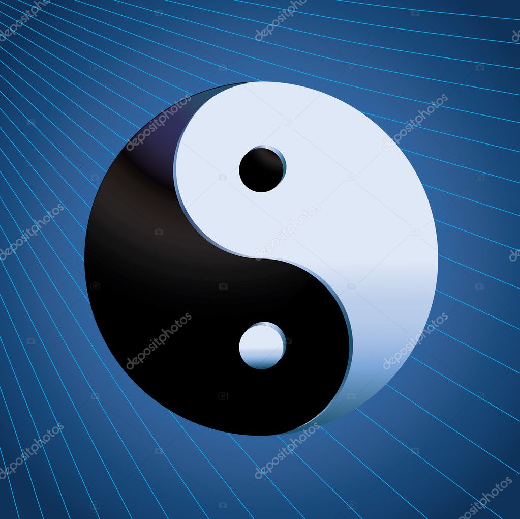 Ying Yang Symbol on blue background