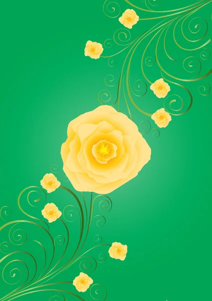 Gele rozen op groene achtergrond — Stockvector