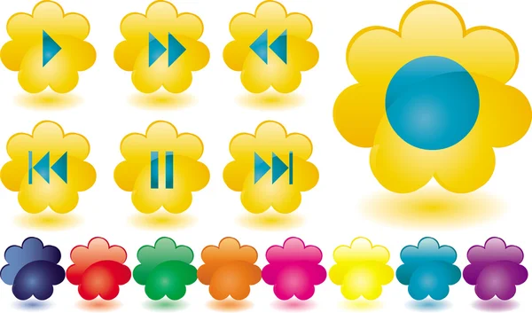 Μουσική κουμπιά ως κίτρινα λουλούδια — Διανυσματικό Αρχείο