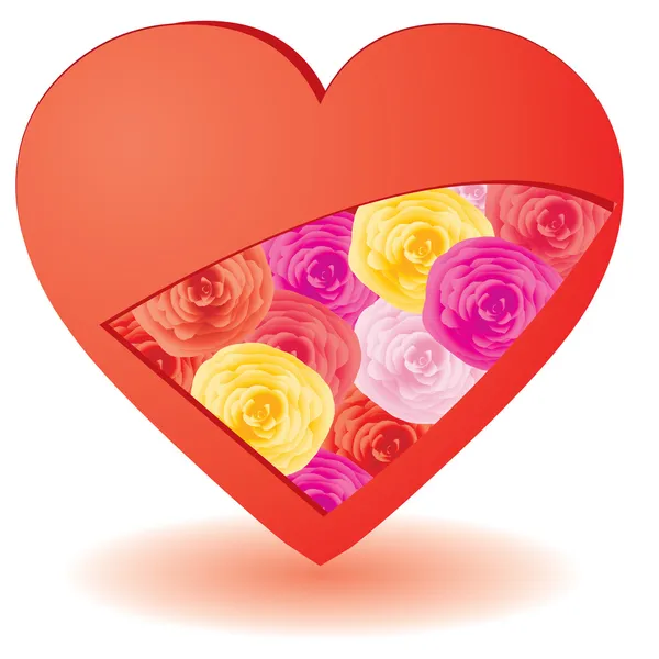 Coeur avec des fleurs à l'intérieur — Image vectorielle