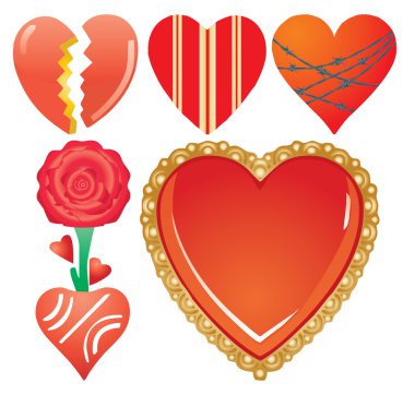 Set of valentine`s hearts, part 7 clipart